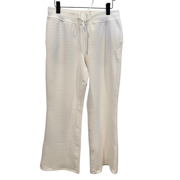 Lululemon waffle wide leg stretch yoga running walk white gym active pants sz 10 - Picture 1 of 10